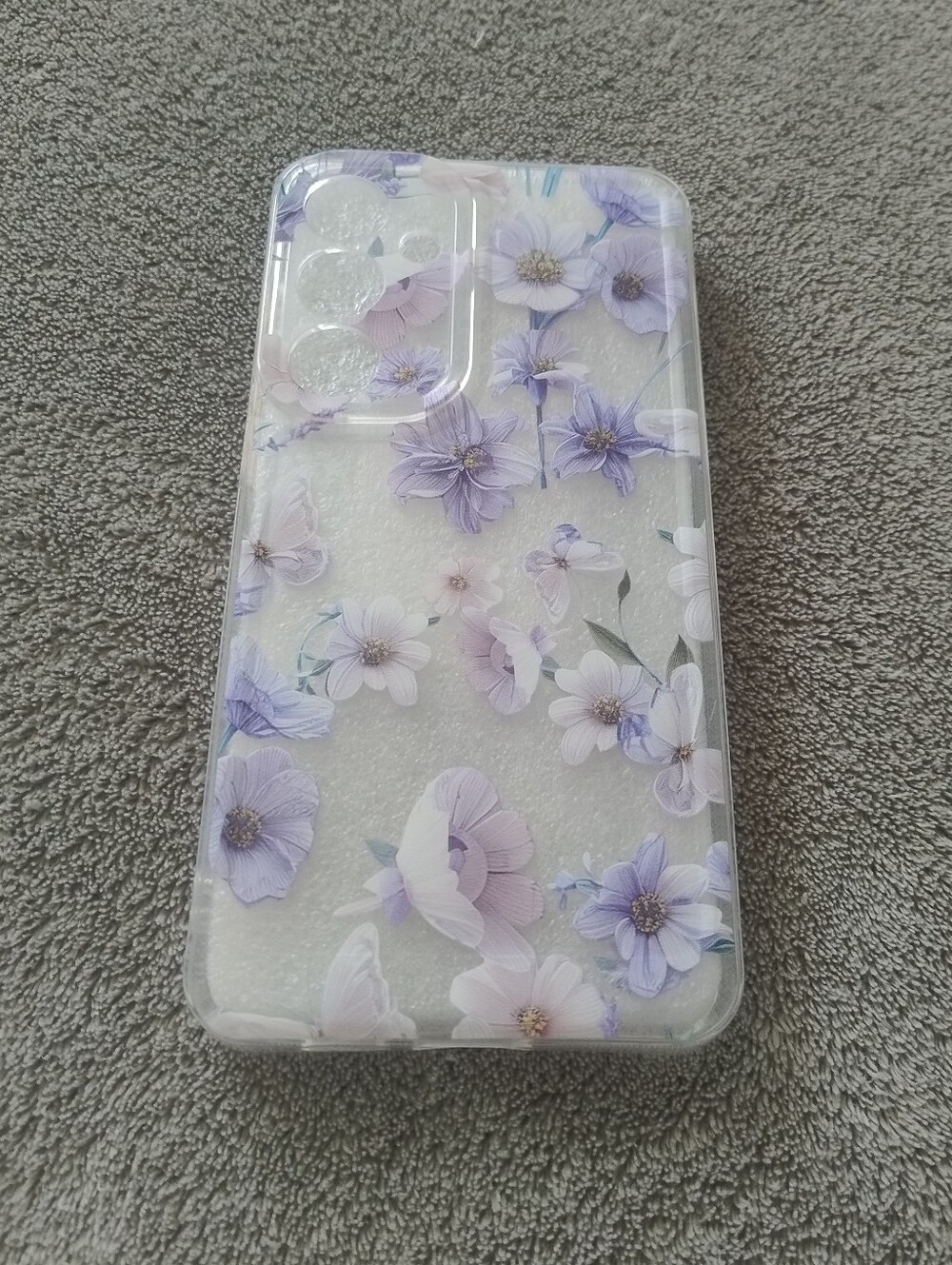 Clear Floral Cell Phone Case with Purple Flowers For Samsung S25 Plus